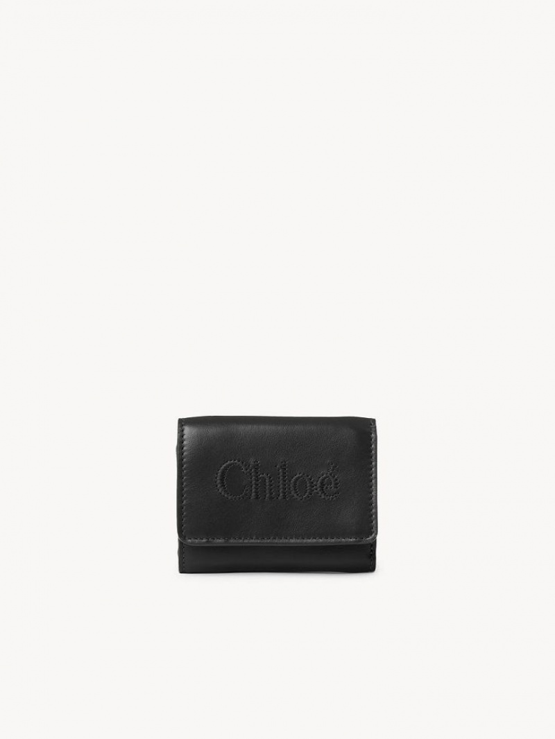 Petits Portefeuilles Chloe Sense Mini Tri-fold Noir | CHE-SR14277