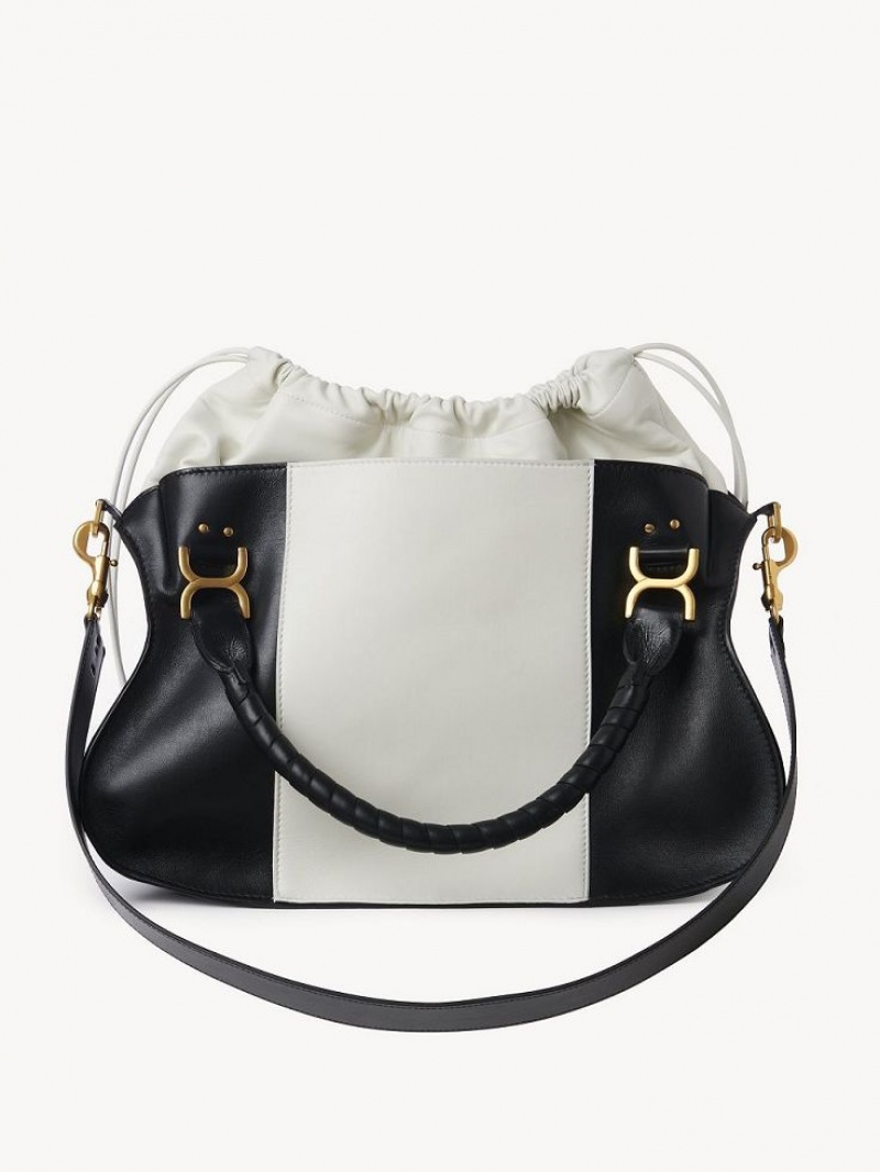 Sacs Crossbody Chloe Marcie Large Double Carry Noir Blanche | CHE-SR13469