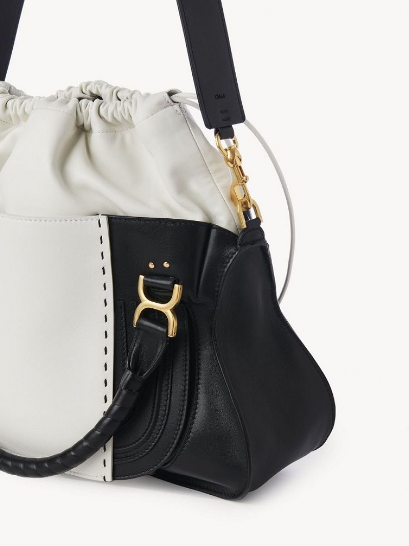 Sacs Crossbody Chloe Marcie Large Double Carry Noir Blanche | CHE-SR13469