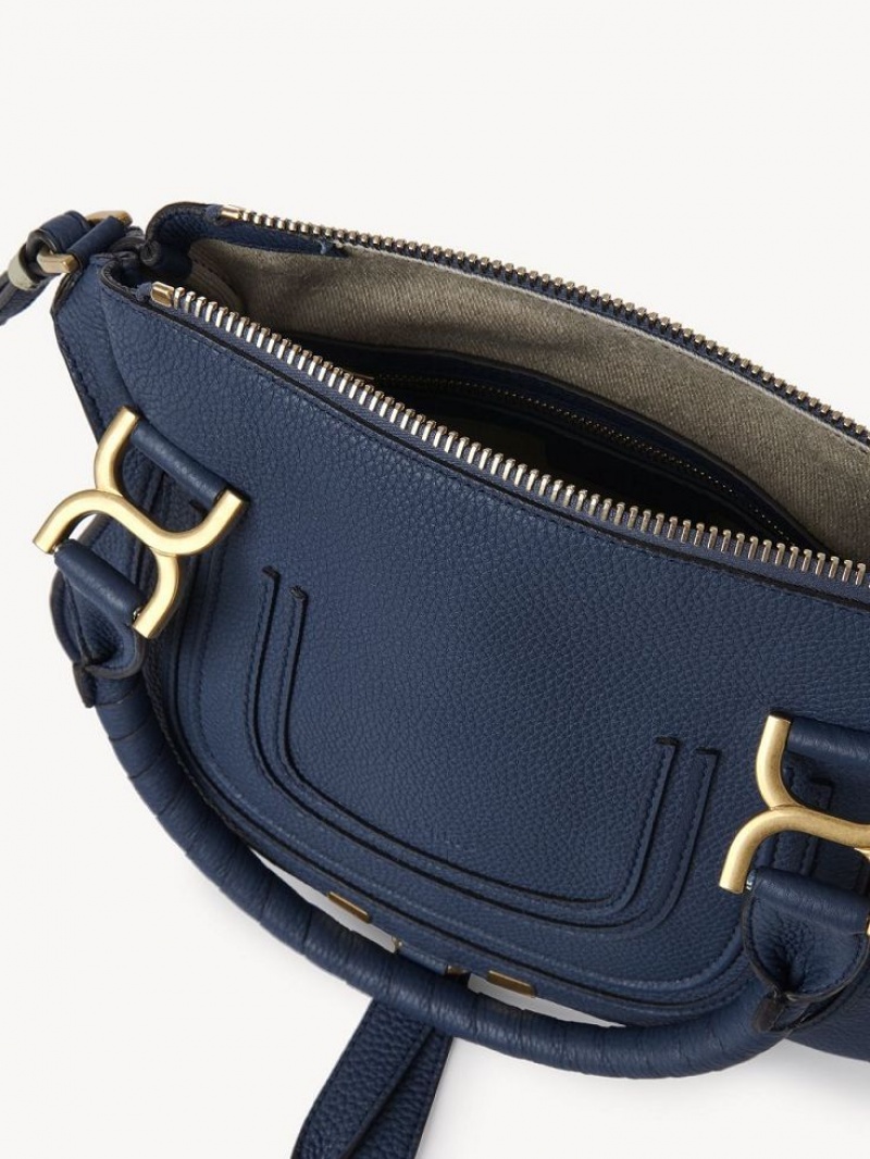 Sacs Crossbody Chloe Marcie Small Double Carry Bleu Marine | CHE-SR13484