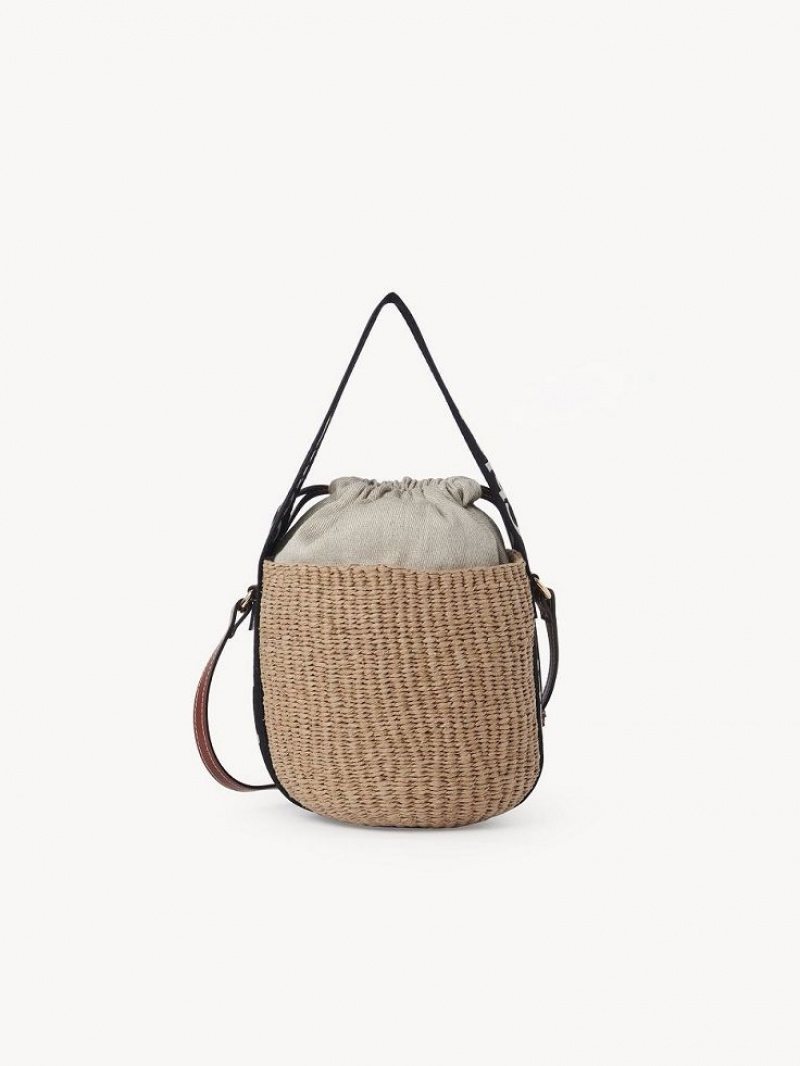 Sacs Crossbody Chloe Small Woody Basket Noir Beige | CHE-SR13566