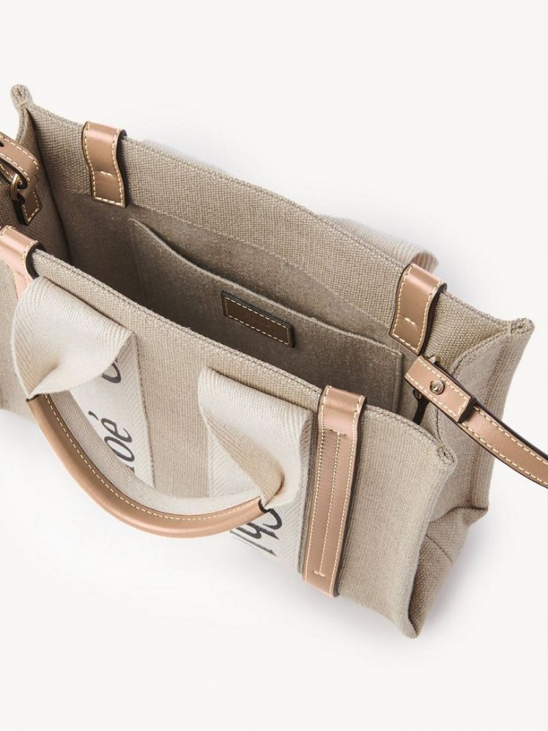 Sacs Crossbody Chloe Small Woody Blanche Beige | CHE-SR13490