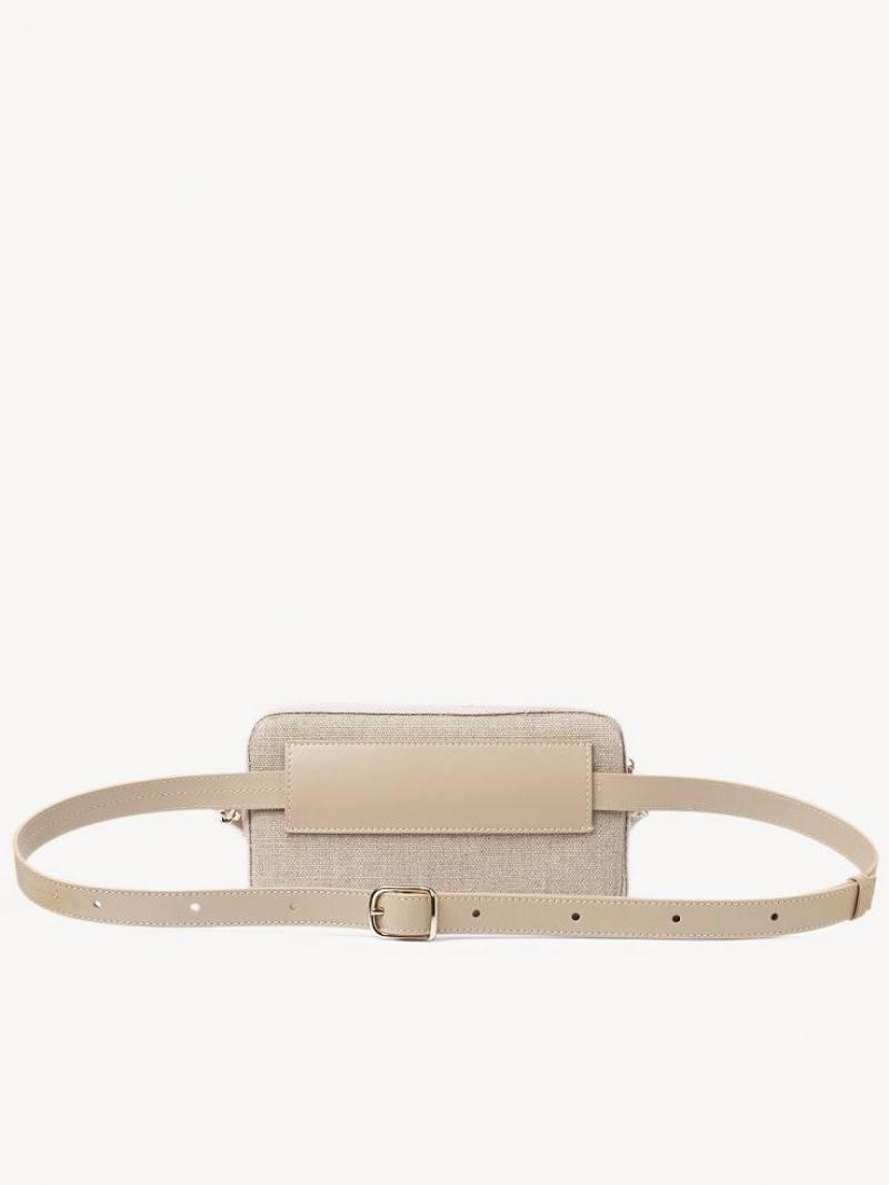 Sacs Crossbody Chloe Woody Belt Beige | CHE-SR13606