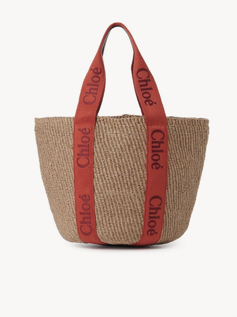 Sacs Fourre Tout Chloe Large Woody Basket Orange Orange | CHE-SR13298