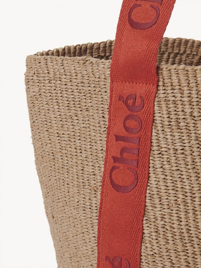 Sacs Fourre Tout Chloe Large Woody Basket Orange Orange | CHE-SR13298