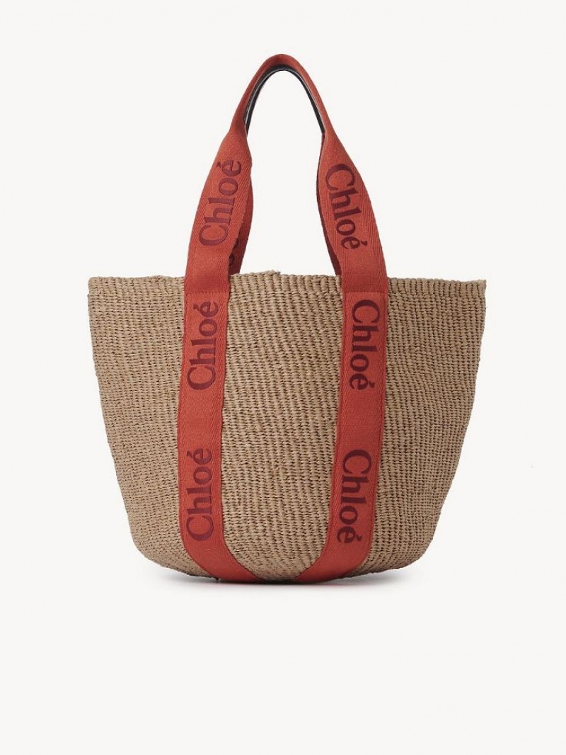 Sacs Fourre Tout Chloe Large Woody Basket Orange Orange | CHE-SR13298