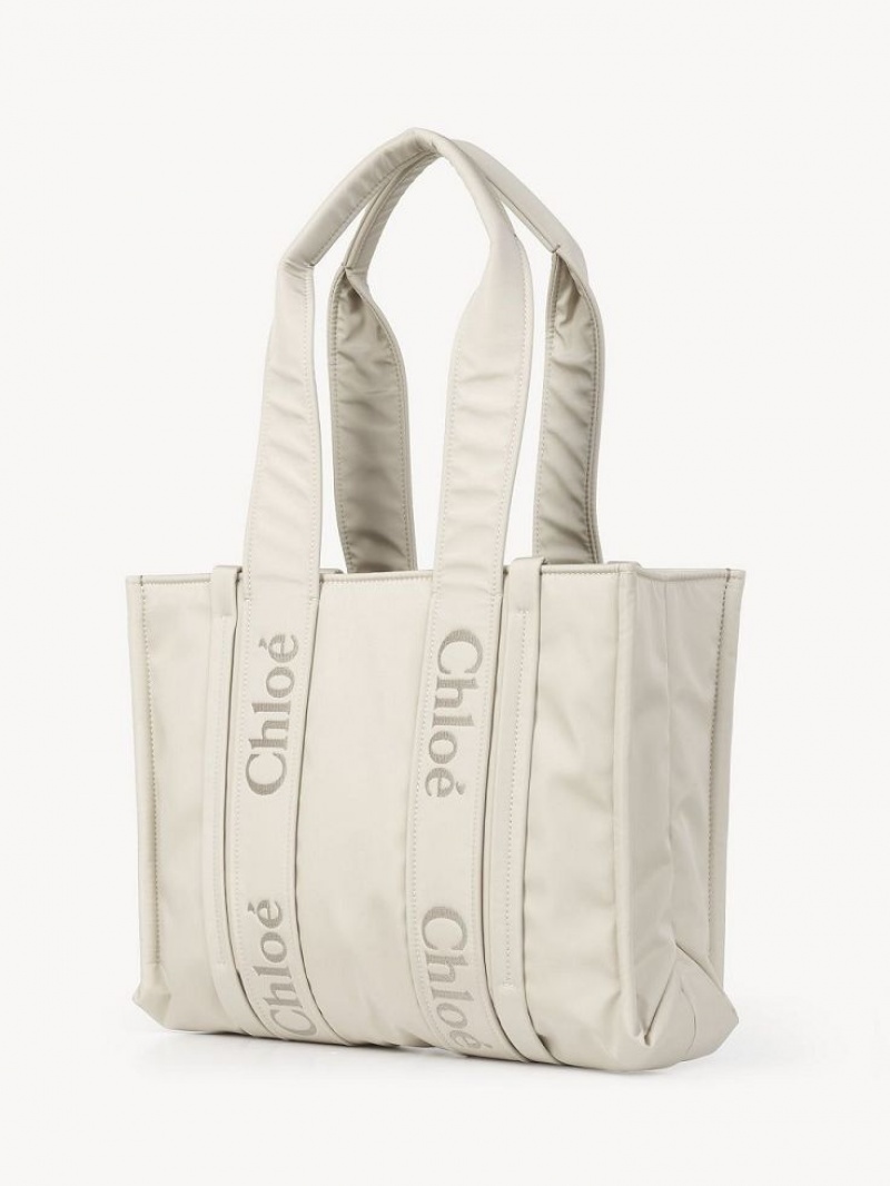 Sacs Fourre Tout Chloe Medium Woody Blanche | CHE-SR13288