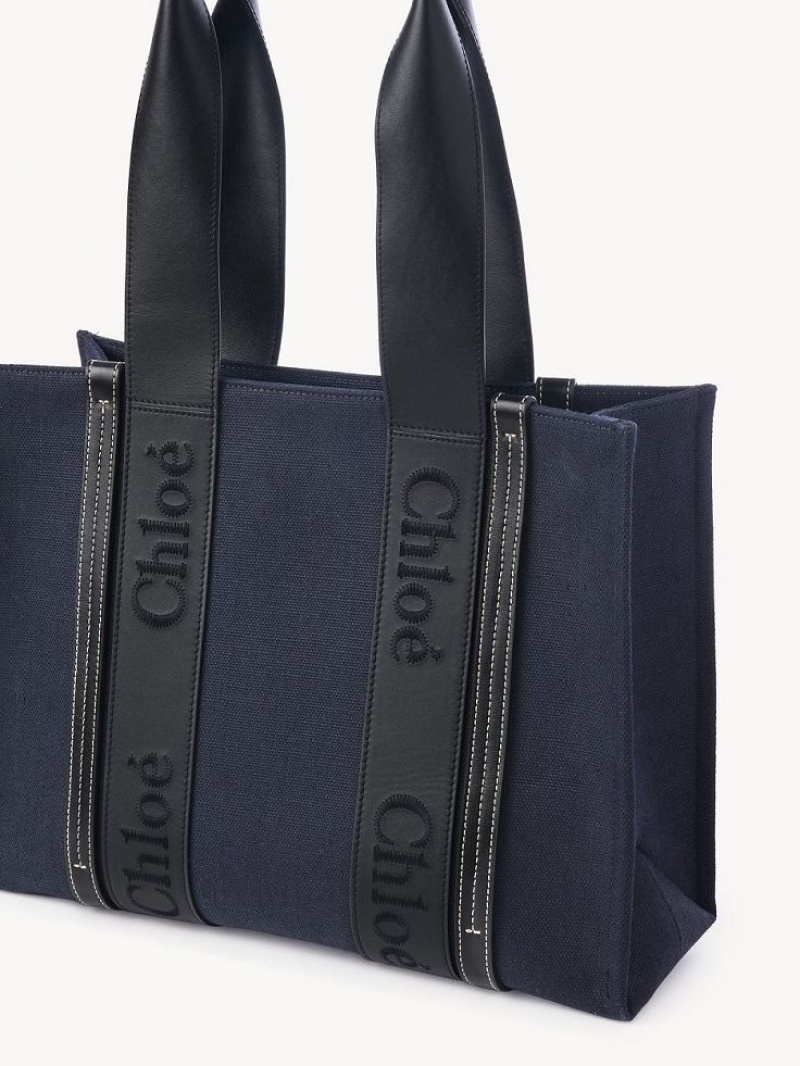 Sacs Fourre Tout Chloe Medium Woody Bleu Foncé | CHE-SR13391