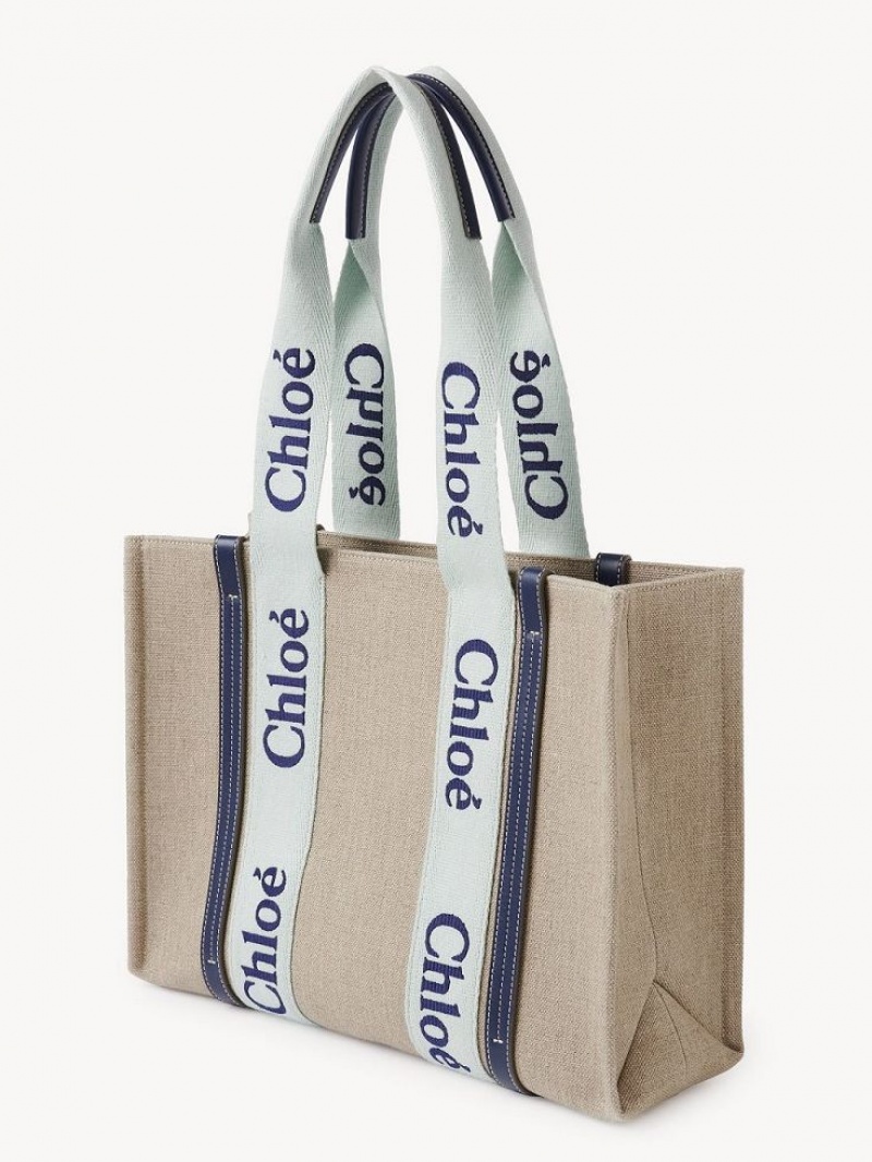 Sacs Fourre Tout Chloe Medium Woody Vert Bleu | CHE-SR13365