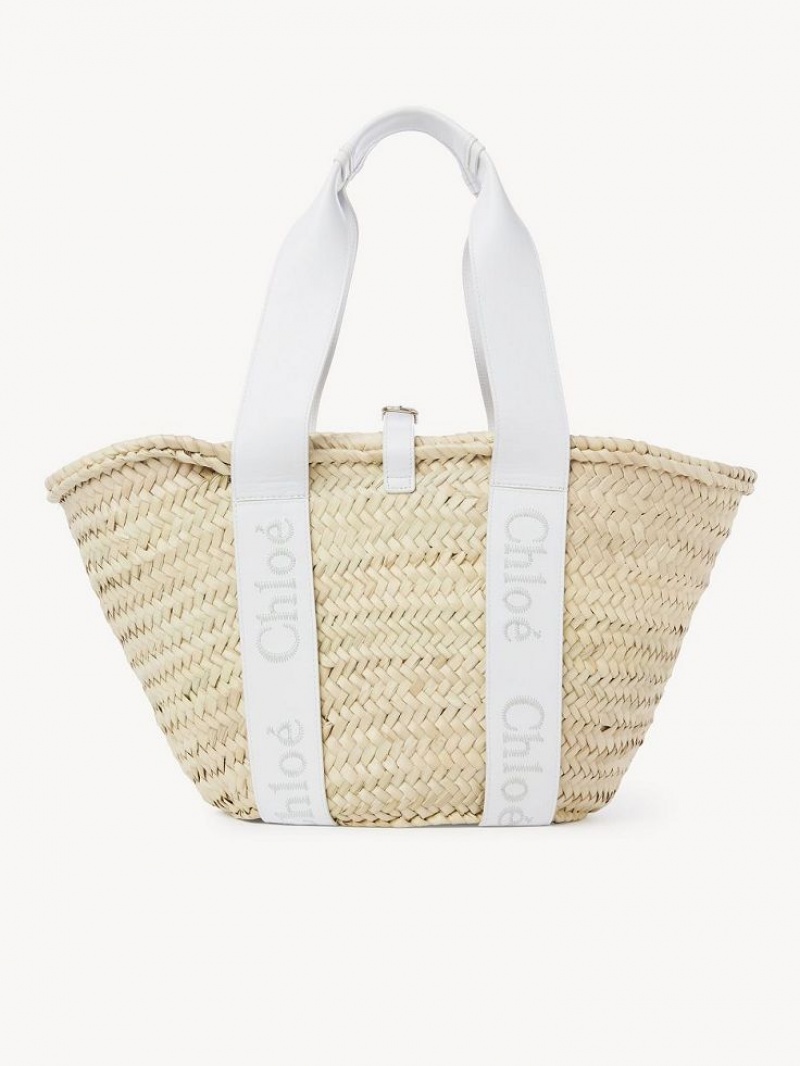 Sacs Fourre Tout Chloe Sense Medium Basket Blanche | CHE-SR13381