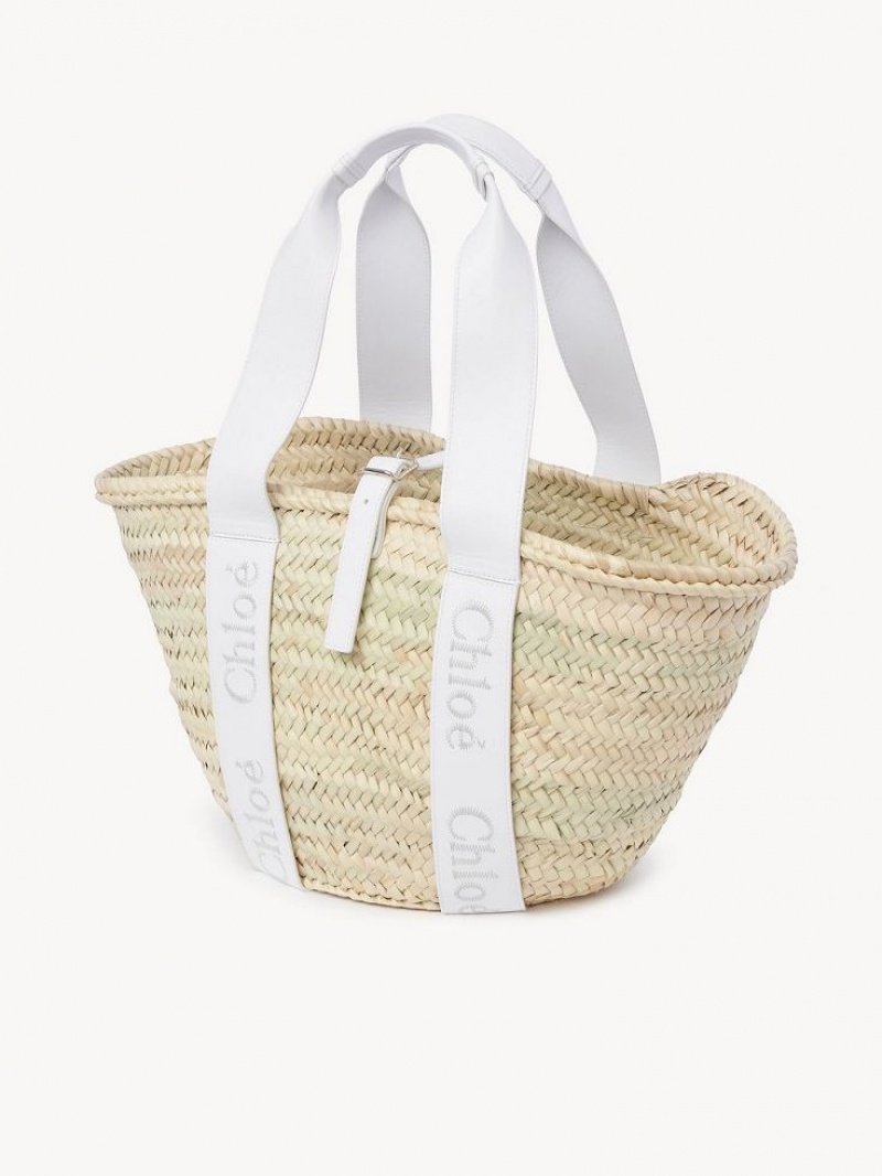 Sacs Fourre Tout Chloe Sense Medium Basket Blanche | CHE-SR13381