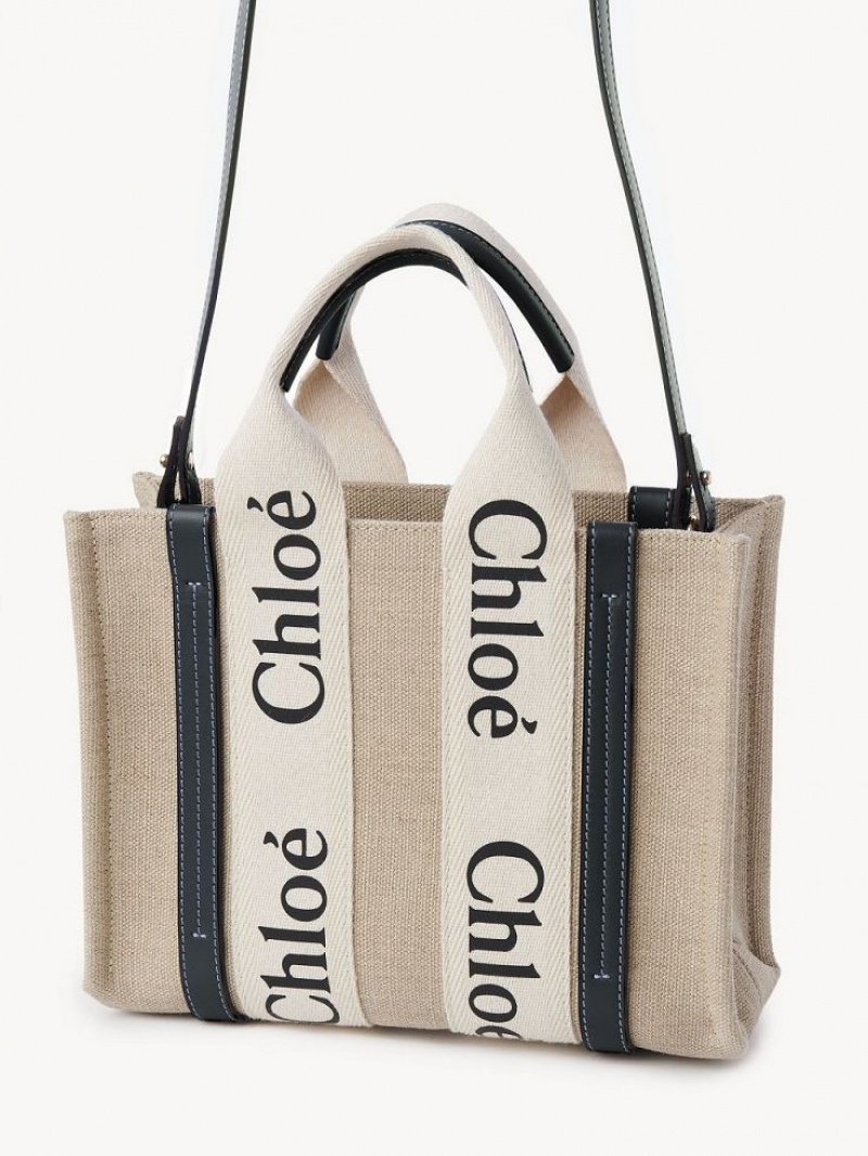 Sacs Fourre Tout Chloe Small Woody Blanche Bleu | CHE-SR13366