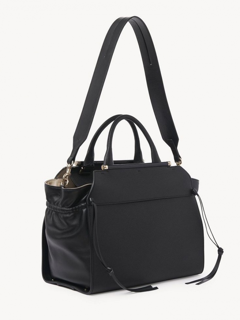 Sacs Fourre Tout Chloe Steph Medium Double Carry Noir | CHE-SR13372