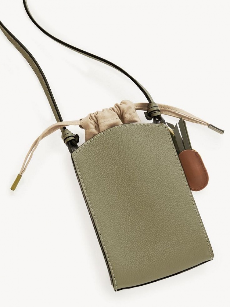 Sacs À Bandoulière Chloe Cecilya Vertical Pouch Vert | CHE-SR14588