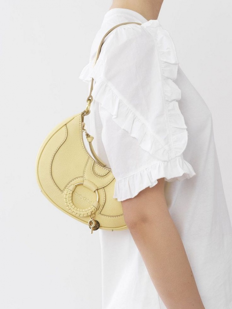 Sacs À Bandoulière Chloe Hana Half Moon Jaune | CHE-SR14661