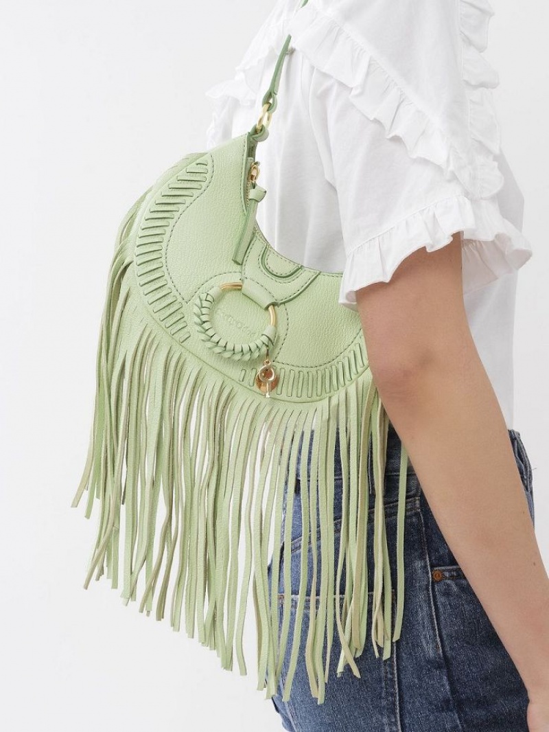 Sacs À Bandoulière Chloe Hana Half Moon Vert | CHE-SR14660