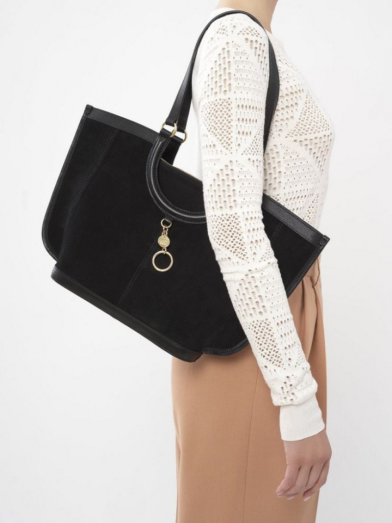 Sacs À Bandoulière Chloe Mara Shopper Noir | CHE-SR14593