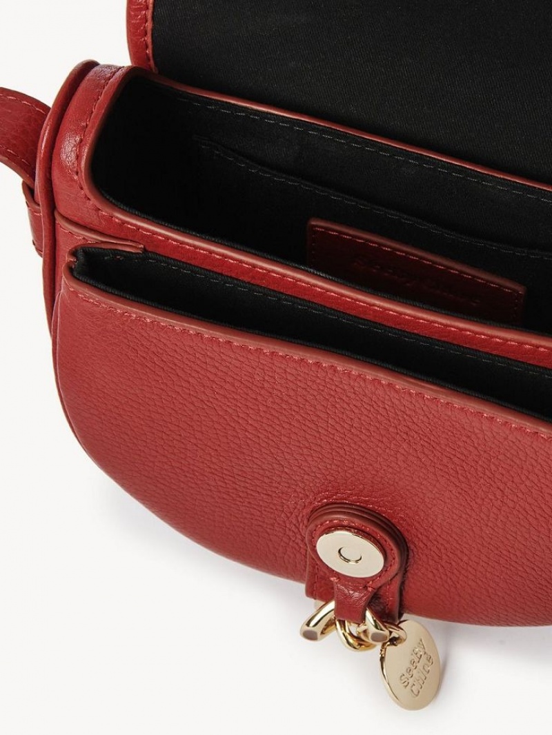 Sacs À Bandoulière Chloe Mara Small Saddle Rouge | CHE-SR14602