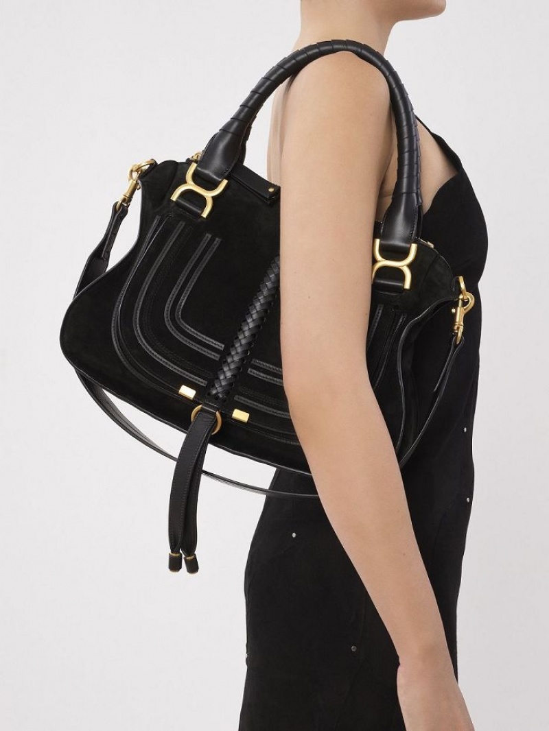 Sacs À Bandoulière Chloe Marcie Double Carry Noir | CHE-SR13438