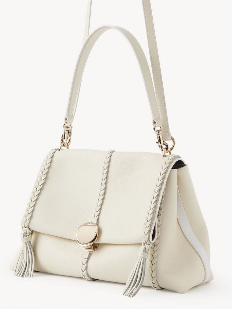 Sacs À Bandoulière Chloe Penelope Medium Soft Blanche | CHE-SR13426