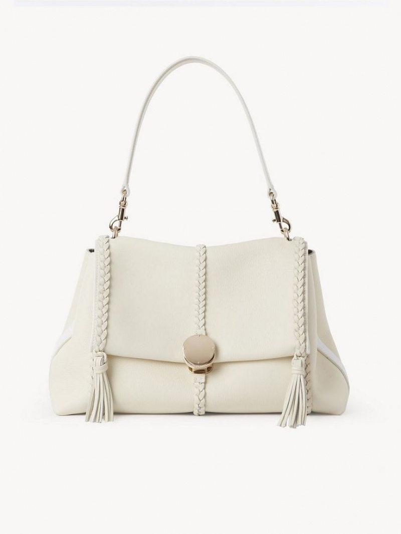 Sacs À Bandoulière Chloe Penelope Medium Soft Blanche | CHE-SR13426