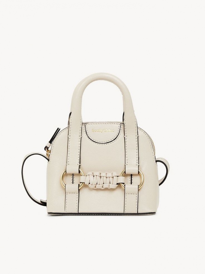 Sacs À Bandoulière Chloe Saddie Micro Double Handle Beige | CHE-SR14621