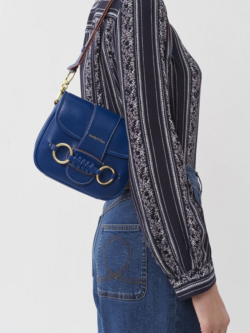 Sacs À Bandoulière Chloe Saddie Satchel Bleu | CHE-SR14587