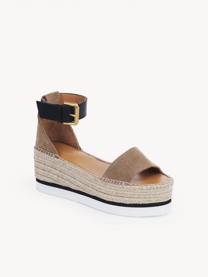 Sandale Chloe Glyn Espadrillas Kaki | CHE-SR14814