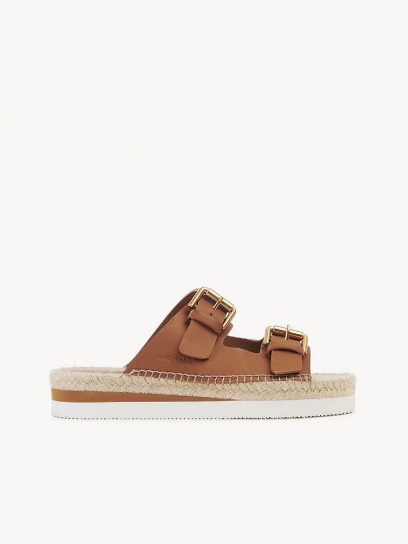 Sandale Chloe Glyn Plateforme Espadrillas Marron | CHE-SR14832