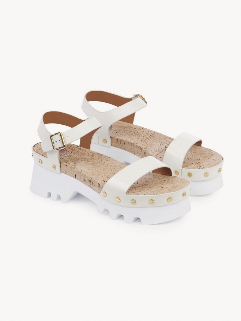 Sandale Chloe Owena Plateforme Blanche | CHE-SR14162