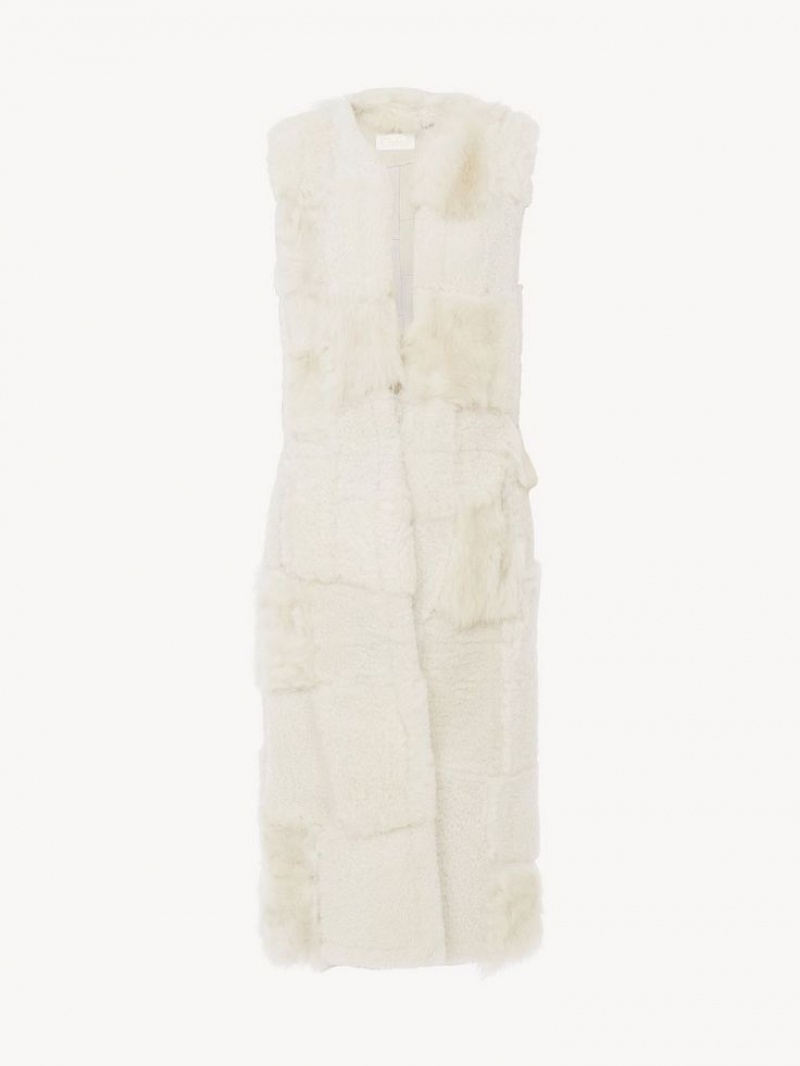 Vestes Chloe Long Gilet Blanche | CHE-SR13825