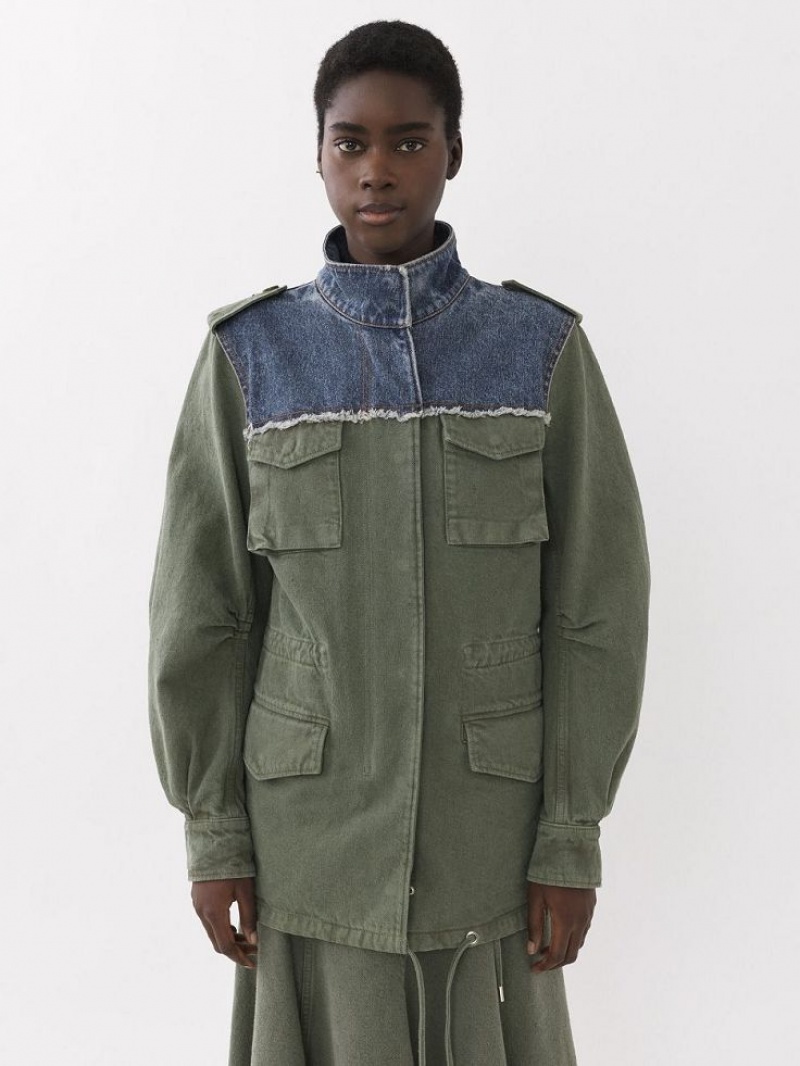 Vestes Chloe Utilitarian Safari Bleu Vert | CHE-SR13782