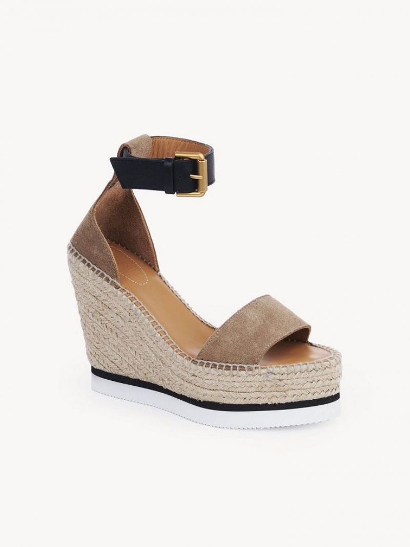 Wedge Chloe Glyn Espadrillas Kaki | CHE-SR14816