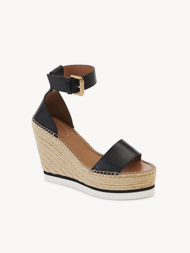 Wedge Chloe Glyn Espadrillas Noir | CHE-SR14839