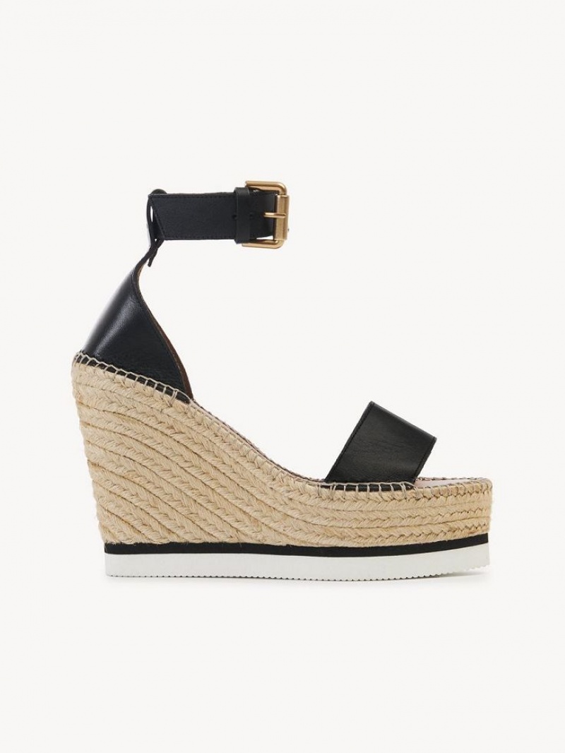 Wedge Chloe Glyn Espadrillas Noir | CHE-SR14839