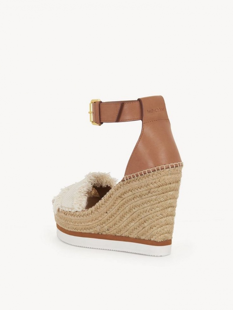 Wedge Chloe Glyn Fringed Espadrillas Blanche | CHE-SR14804