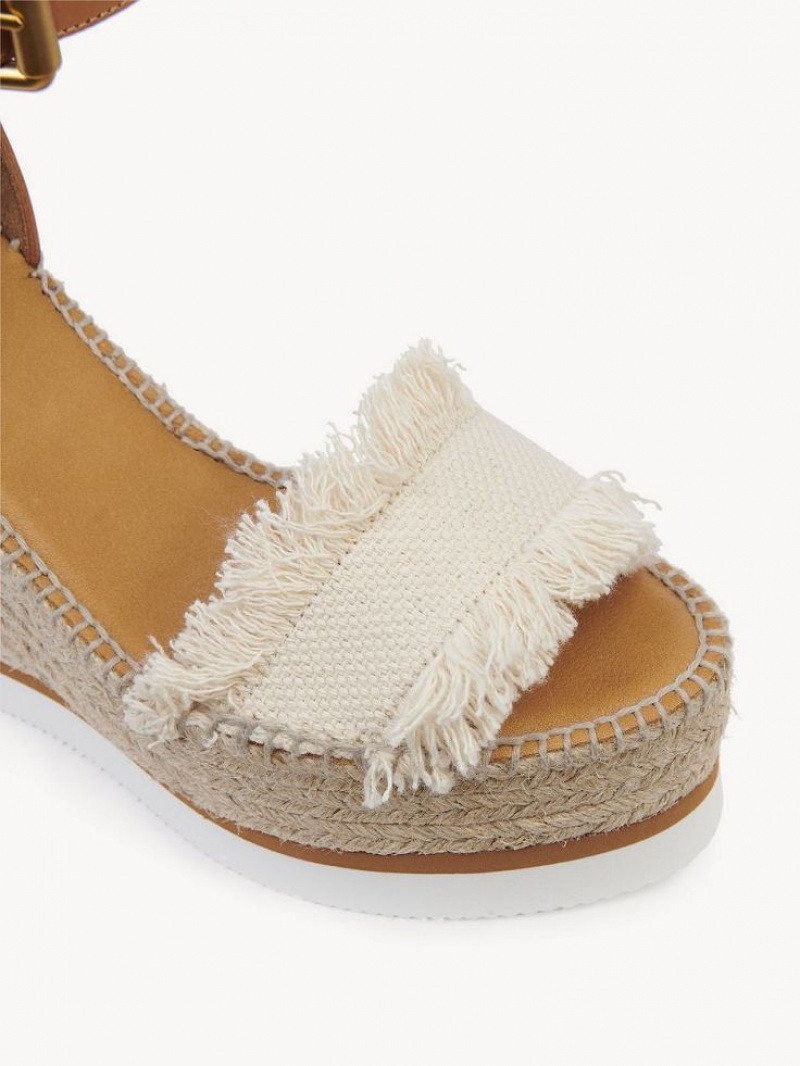 Wedge Chloe Glyn Fringed Espadrillas Blanche | CHE-SR14842