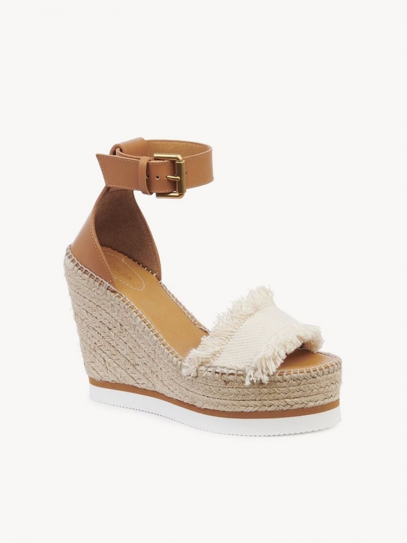 Wedge Chloe Glyn Fringed Espadrillas Blanche | CHE-SR14842