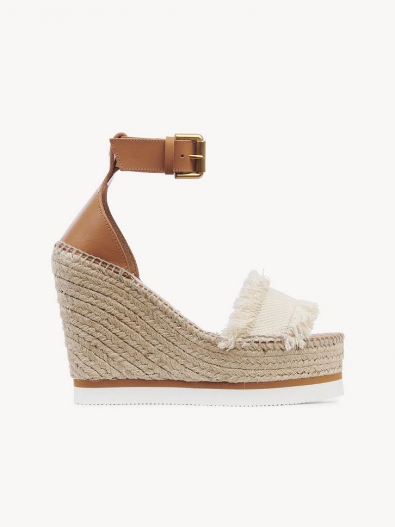 Wedge Chloe Glyn Fringed Espadrillas Blanche | CHE-SR14842