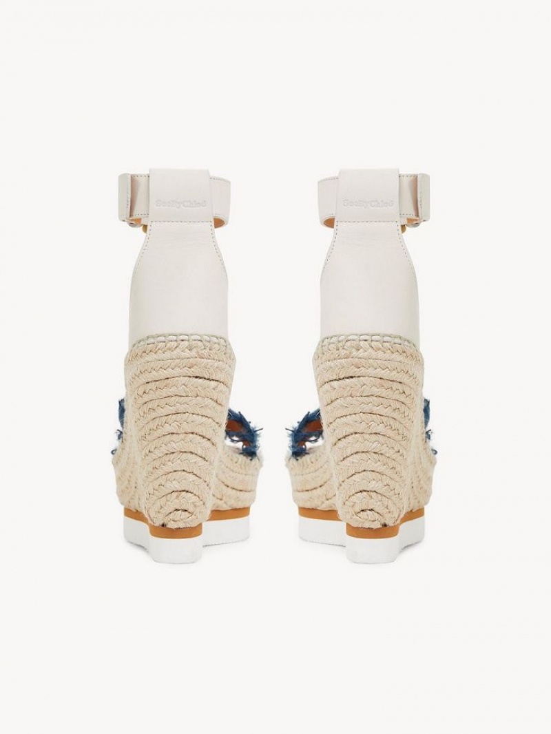 Wedge Chloe Glyn Fringed Espadrillas Bleu Foncé | CHE-SR14827